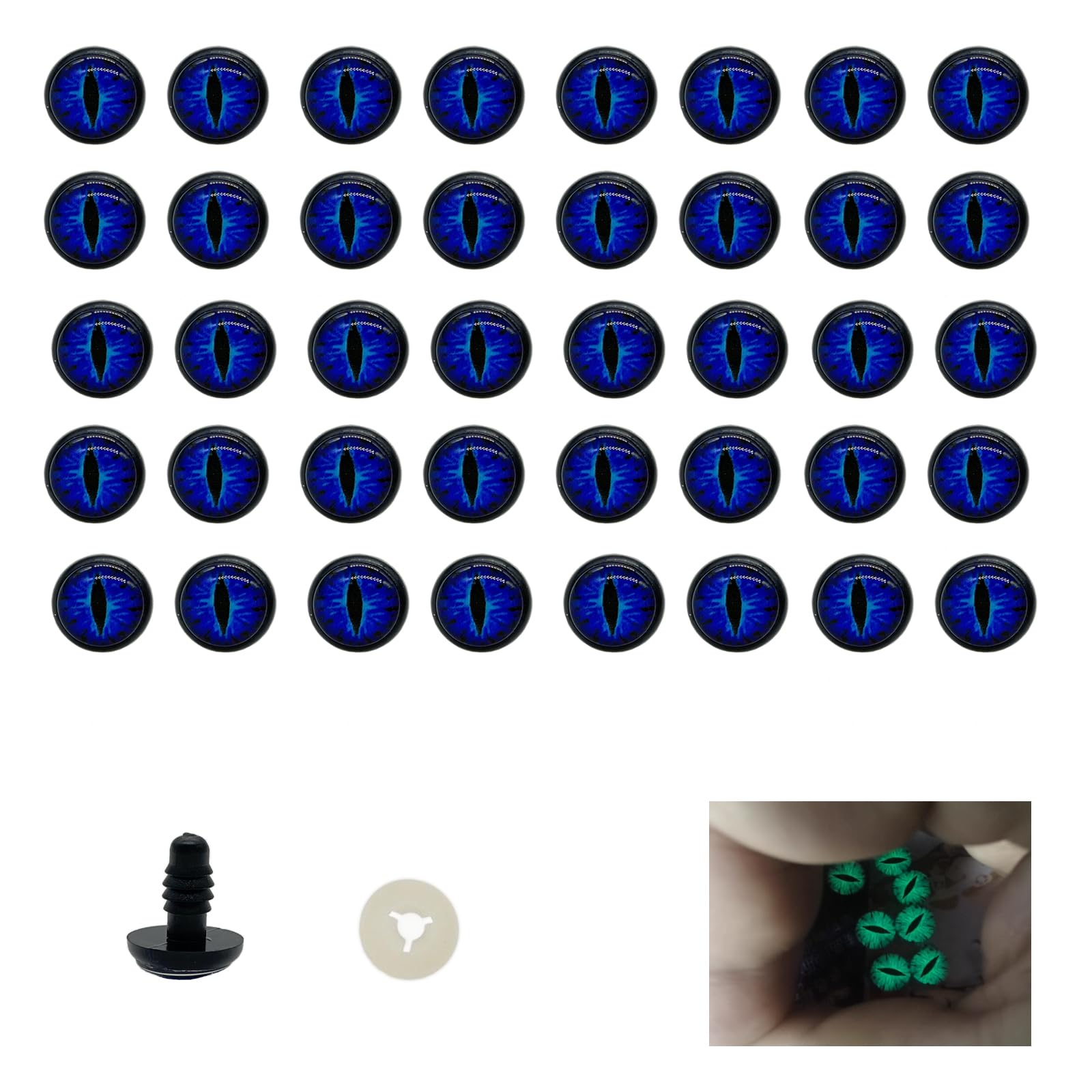 20 Pairs Glow in The Dark Craft Eye, 12mm Dragon Eyes, Safety Eye with Washers for Doll Cat Making Crochet Plush Animal