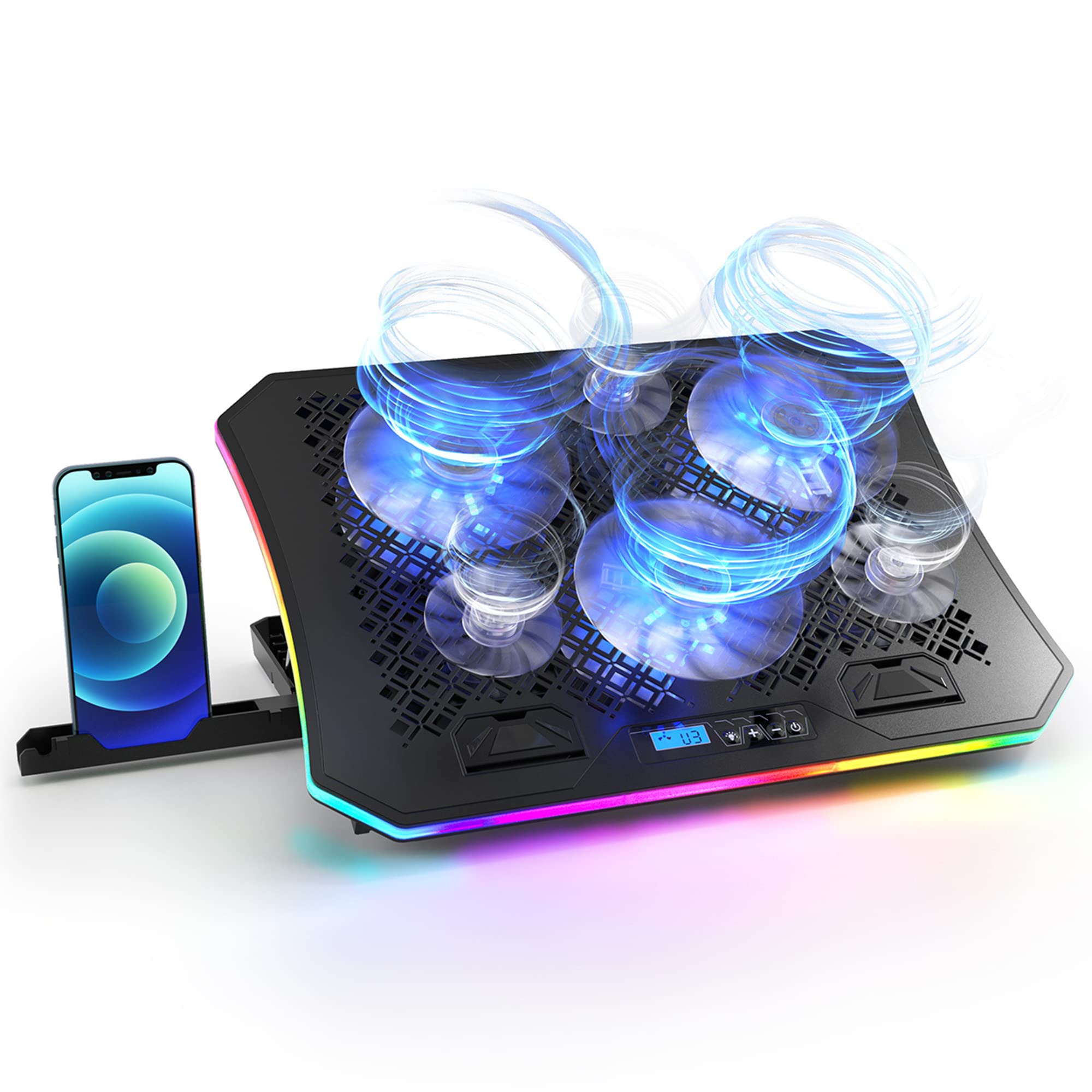 LAPCARE Winner PRO RGB Cooling Pad with 6 Fans Laptop Stand, Black (B09M7H4SPG) Amazon Price History, Amazon Price Tracker