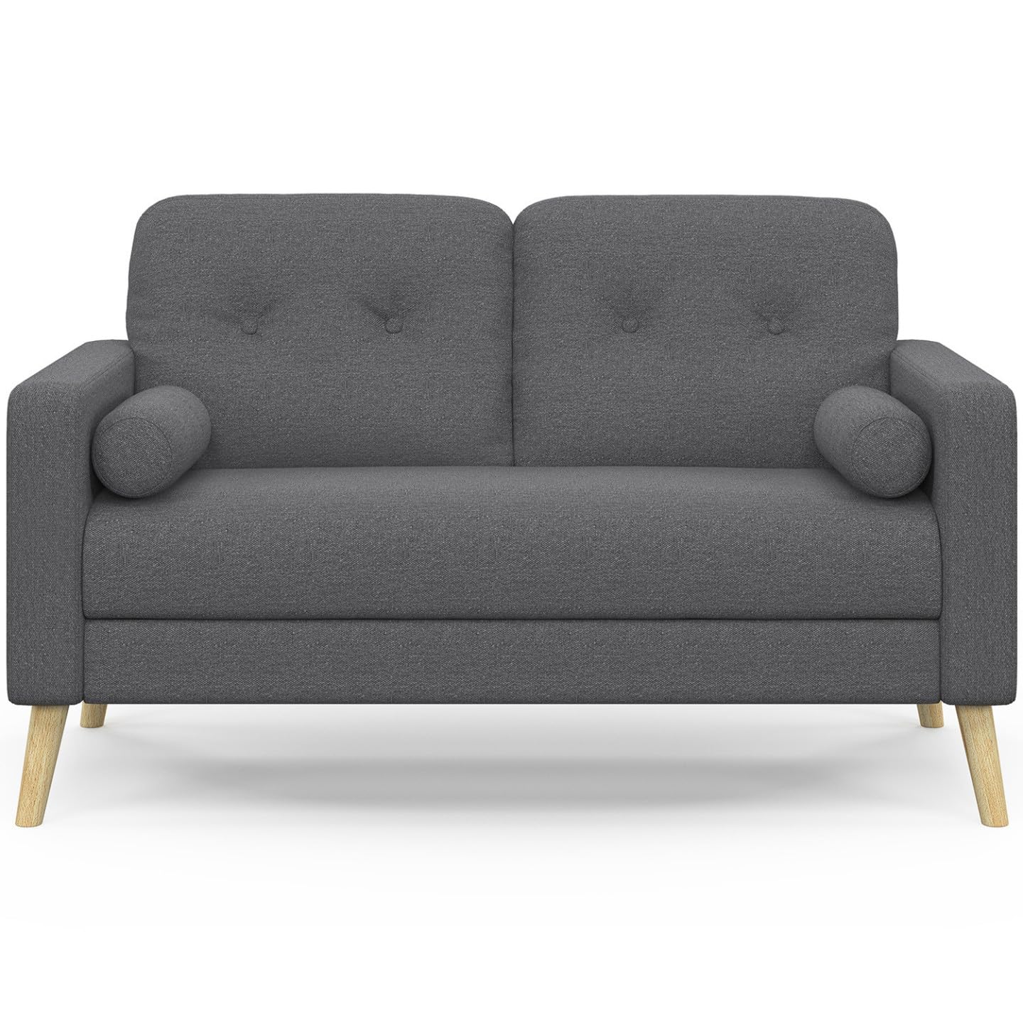 IDMarket - CLAIRE Divano scandinavo dritto a 2 posti in tessuto grigio antracite