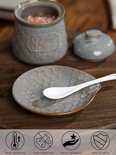 Miniatura 3 de Juego de 2 soportes para cucharas de cerámica de 5.3 pulgadas para estufa, accesorios de cocina, apto para lavavajillas, juego de 2 (color gris