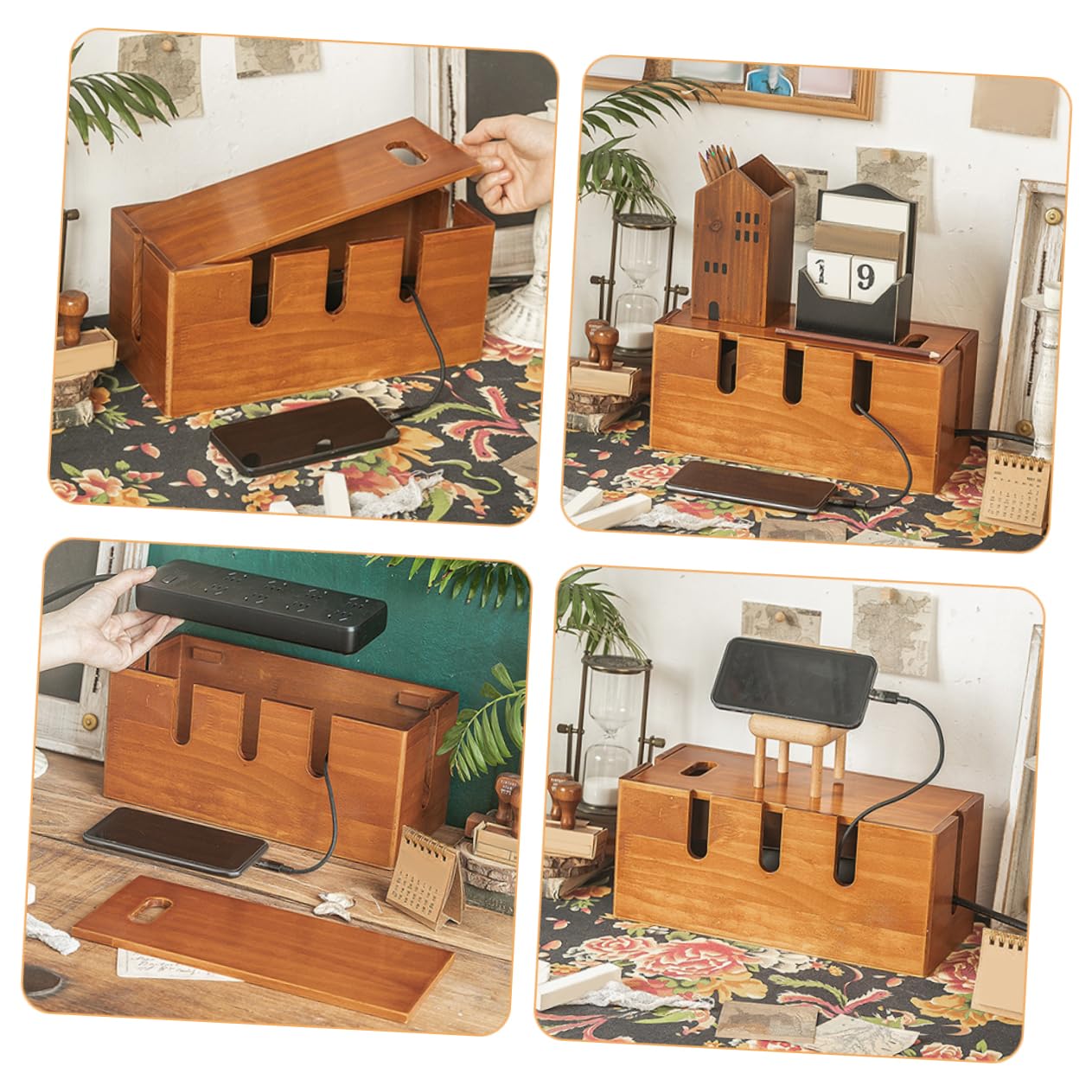 IMIKEYA Kabelbox Bambus Große Kabelmanagementbox Routerabdeckung und Drahtkasten für Büro und Zuhause Robust und Elegant