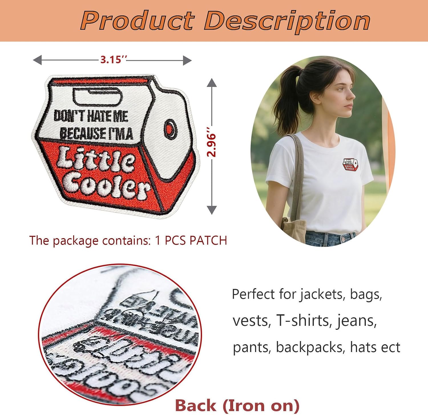Little Cooler Funny Embroidered Patch, Humor Military Tactical Morale Patches, DIY Iron on Cool Patch for Accessory Backpacks, Military Uniforms, Jeans, Jackets, Vests, Clothes