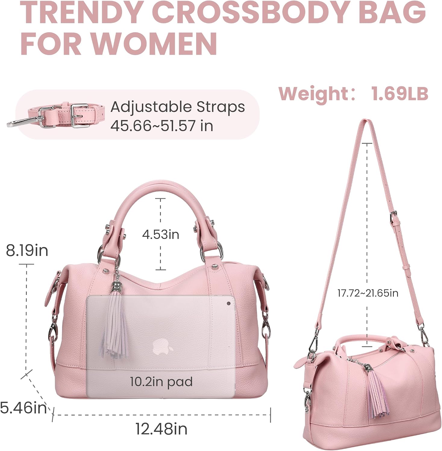 HESHE Womens Genuine Leather Purse Satchel Tote Bags Ladies Real Leather Bags Crossbody Handbags