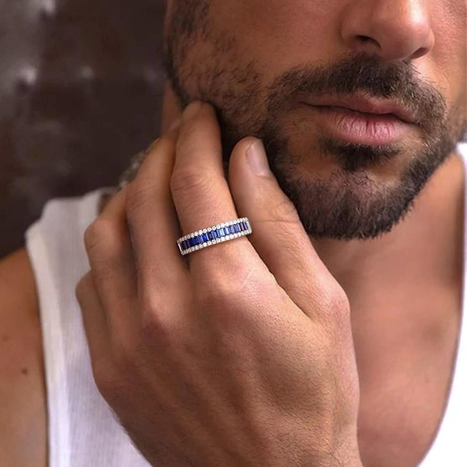 Eternity Ring for Men Women Sterling Silver Wedding Band Emerald/Sapphire/Ruby Engagement Rings VVS Moissanite Wedding Rings, Size 6 to 10