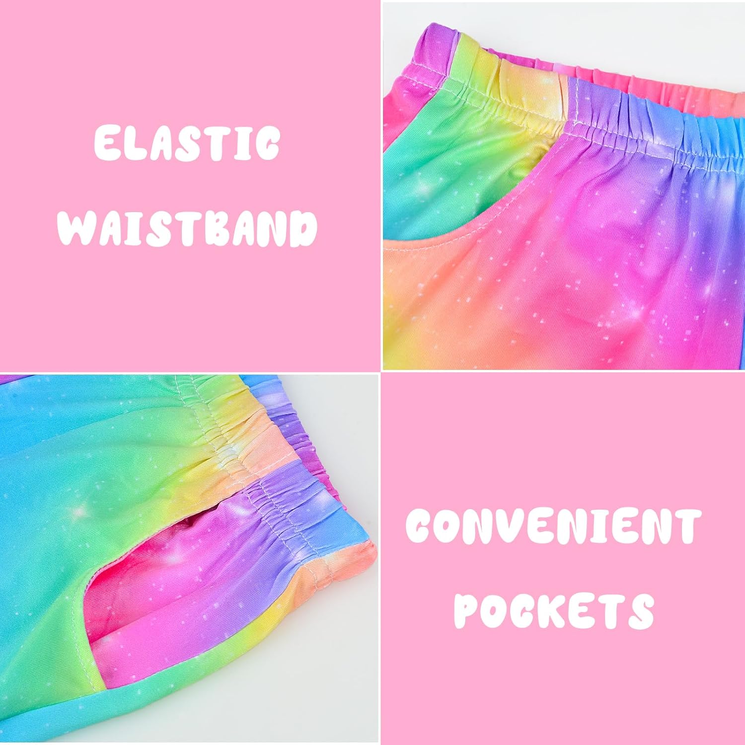 Nidoul Girls Pajamas Tie Dye Mermaid Unicorn Summer Pjs Short Sleeve 2 Piece Sleepwear Toddler Girls Kids Nightwear 3T-10 - Image 6