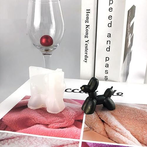Miniatura 5 de Molde de silicona para perros con globos, 2 moldes de resina para perros en 3D, lindo molde de silicona para perros y cachorros para decoración