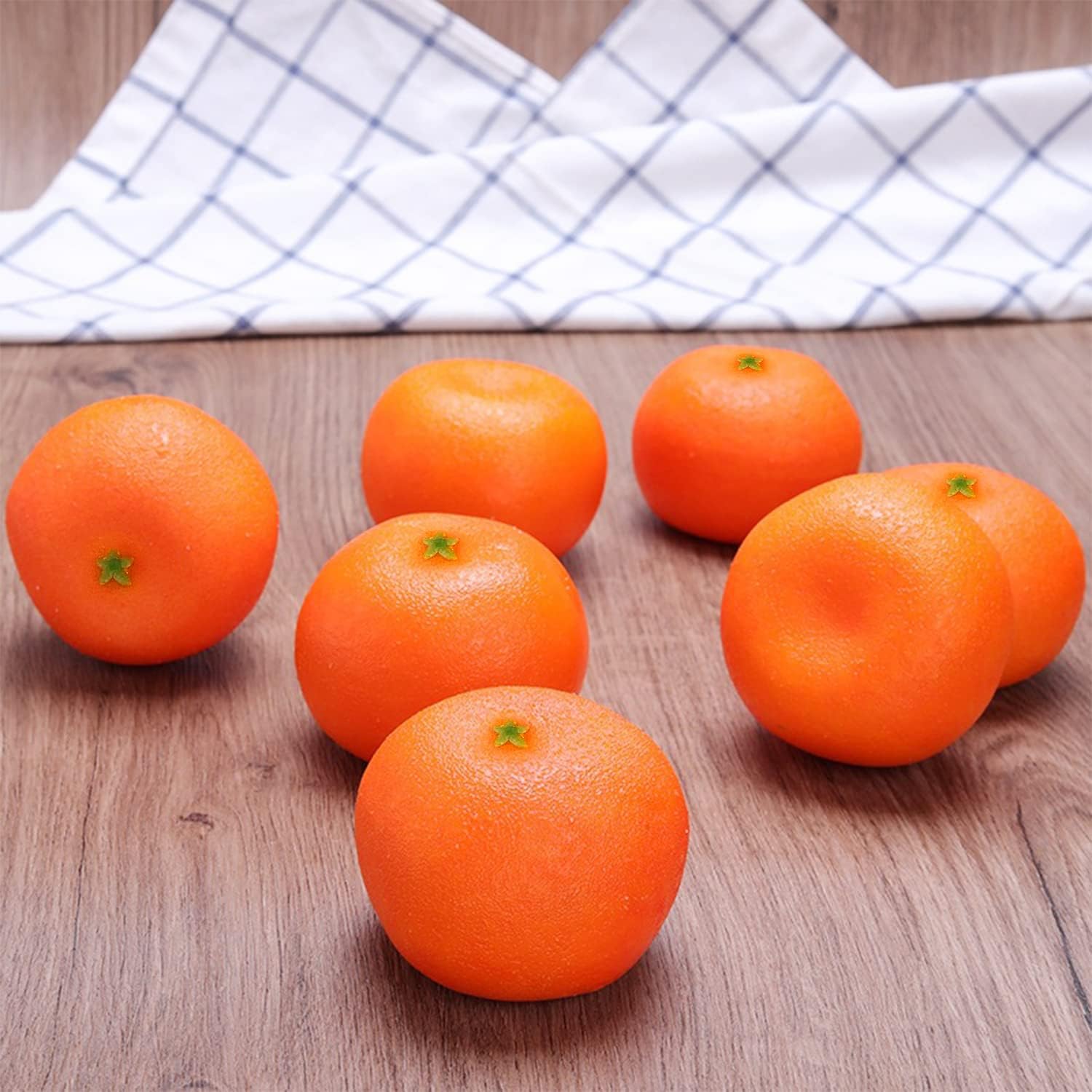 Lorigun 6 Pcs Artificial Mandarin Oranges Lifelike Tangerines Fake Fruits Home Decorations Kitchen Table Display