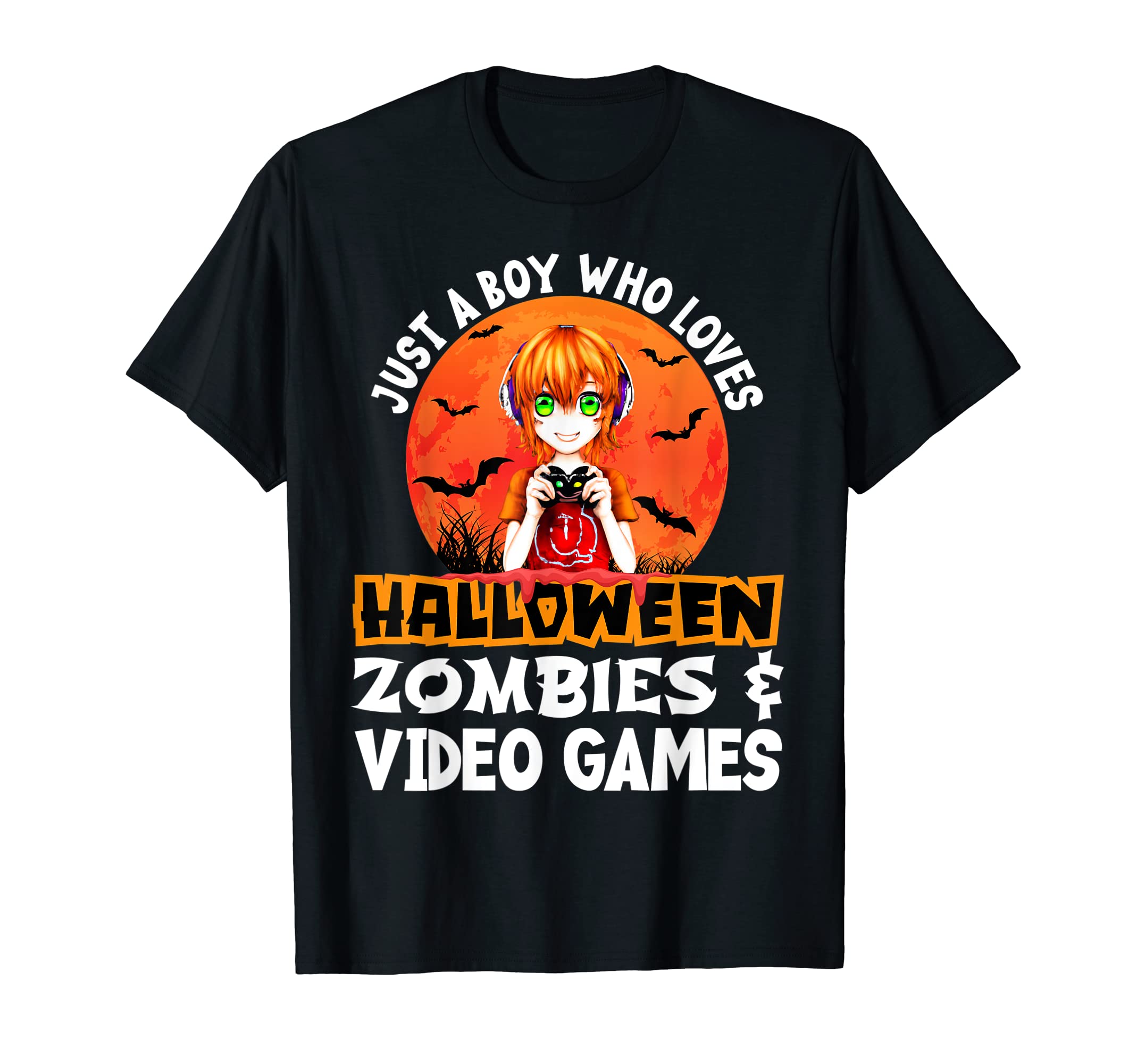 Just a Boy Who Loves Zombies and Video Games Halloween T-Shirt