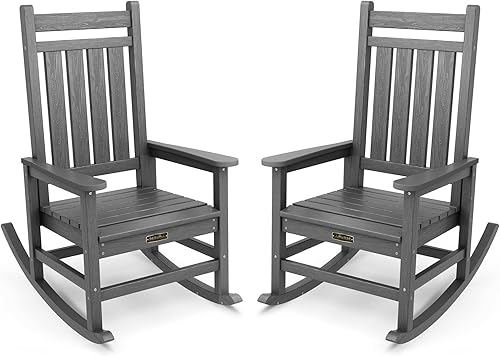 Vista 17 de Mecedora de exterior SERWALL de HDPE, Mecedora de HDPE para adultos, Azul