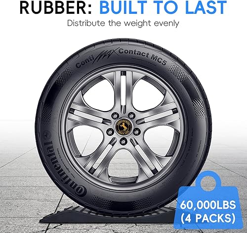 Miniatura 3 de Homeon Wheels Rampas protectoras de neumáticos de material de goma, diseño de almohadilla antideslizante, rampas para neumáticos de automóvil para