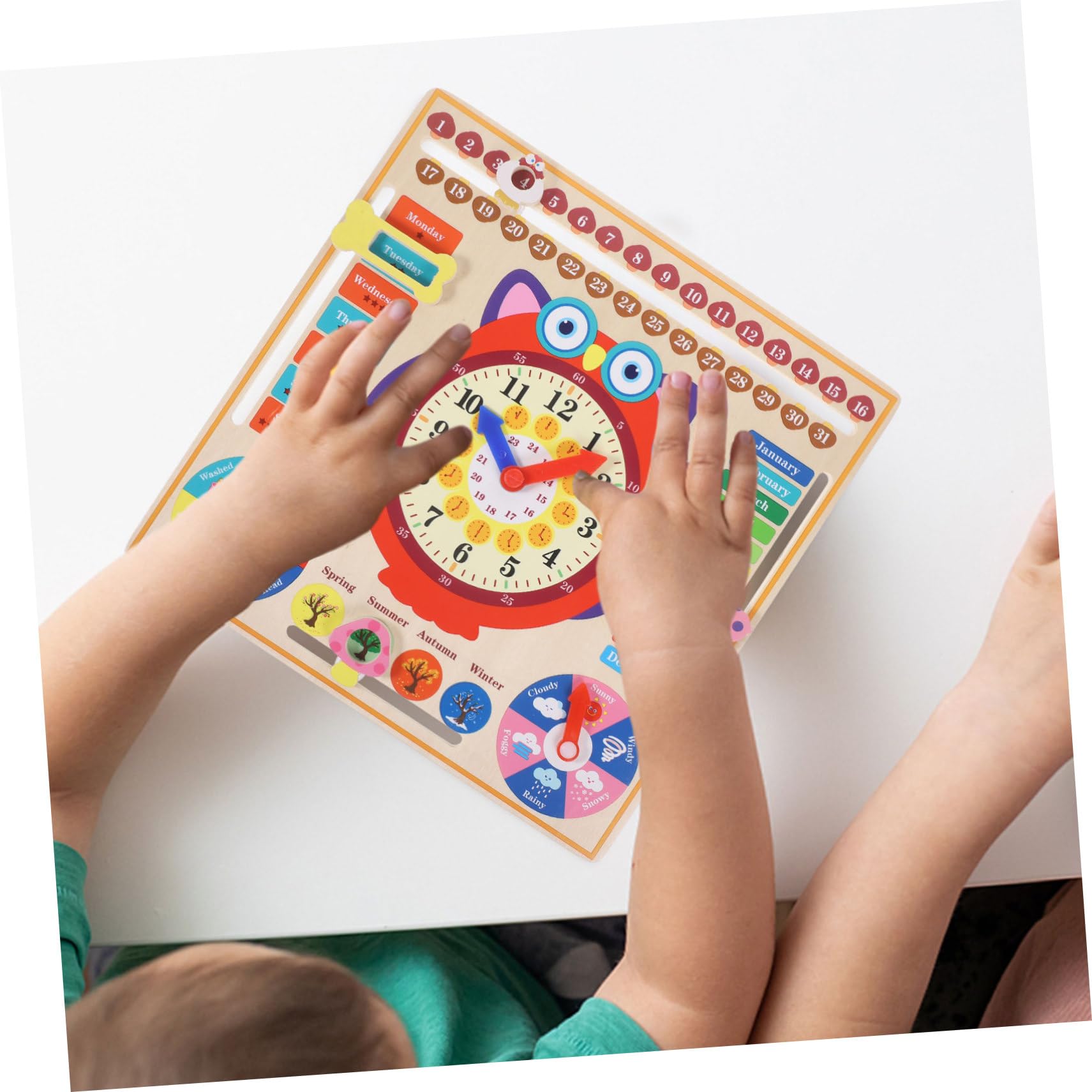 Reloj Educativo de Madera para Juguete Multifunción de Aprendizaje Estaciones Tablero de Reconocimiento de Colores y Números para Desarrollo Cognitivo Infantil