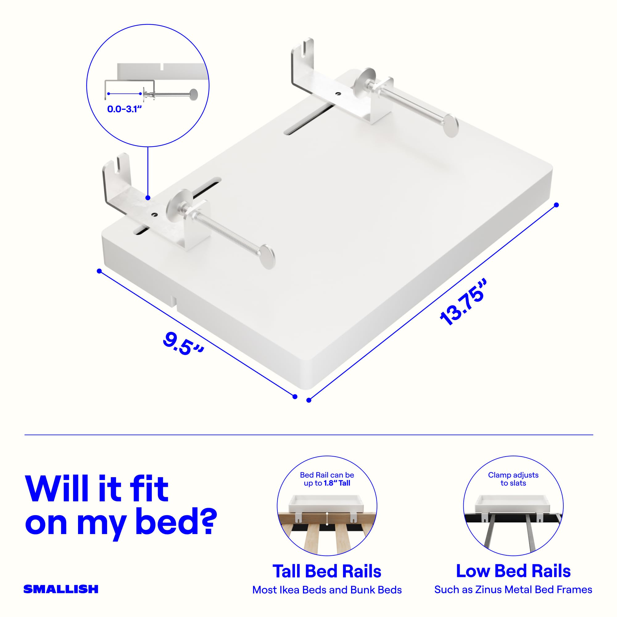 BedShelfie Mesita Nocturna Lateral para Colgar Bandeja para Cama para Niveles y Cama Superior, Esenciales para Residencias Universitarias, Mesita de Noche para Cama Alta, Bandeja para Cama y Tableta