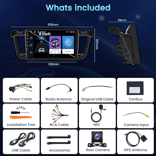 Fuluku 9" Écran Voiture Autoradio pour Peugeot 508 2012-2016 2+64GB - 7