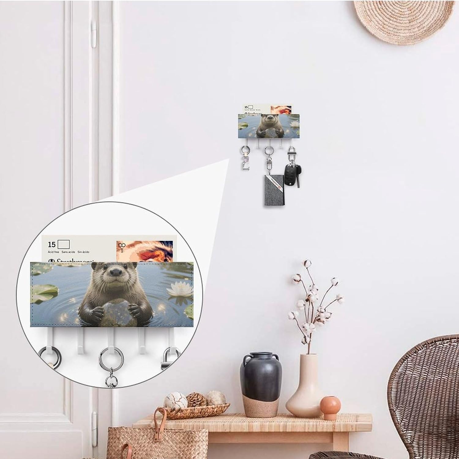 Otter Key & Mail Holder Wall Mount with 5 Hooks image 4