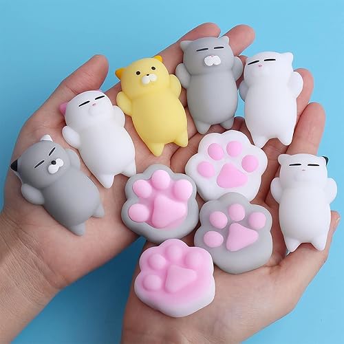 Miniatura 2 de Outee 10 piezas de juguetes Mochi lindos, juguetes de gato Mochi para aliviar el estrés, juguetes para fiestas, juguetes para niños, juguetes de
