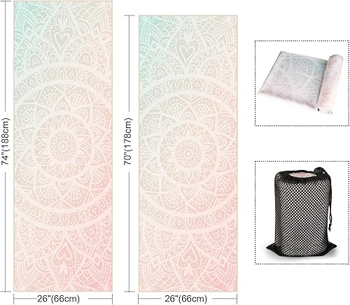 Miniatura 9 de Colorful Star Toalla de yoga con bolsillos en las esquinas, puntos de agarre antideslizantes, absorbentes del sudor, toallas de yoga suaves con