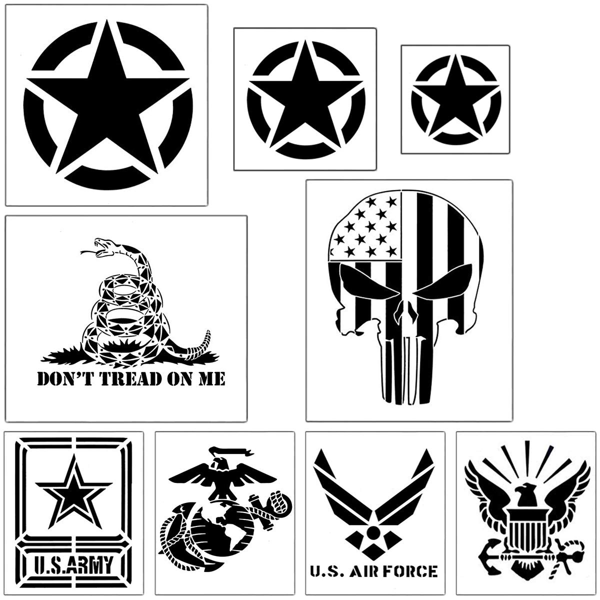 Us Military Flag Stencil Templates 9 Pack Us Army Star | Desertcart UAE
