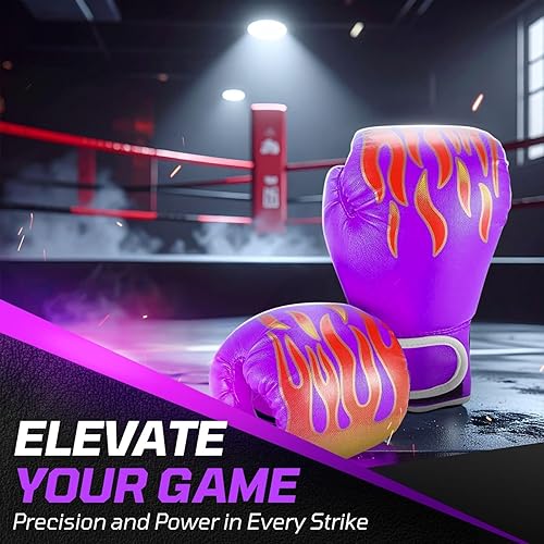Miniatura 2 de Flexzion Guantes de boxeo para niños de 4 onzas Guantes de boxeo de entrenamiento, guantes de boxeo para niños con piel sintética y protección