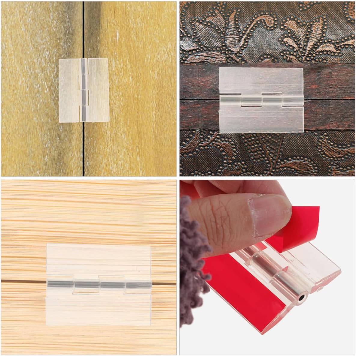 Generic 10pcs Acrylic Self-Adhesive Cabinet Door Hinges with Strong Adhesive, 45x34mm Flexible Hinges for Small Wooden Boxes, Glass Doors, and Craft Projects