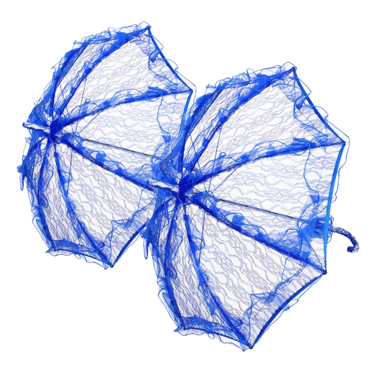Parapluie en Dentelle Bleu pour Garçon et Filles, Lot de 2 | Design Dentelle Élégant, Tissu, Plastique et Métal, Adapté aux Événements et Tea Parties