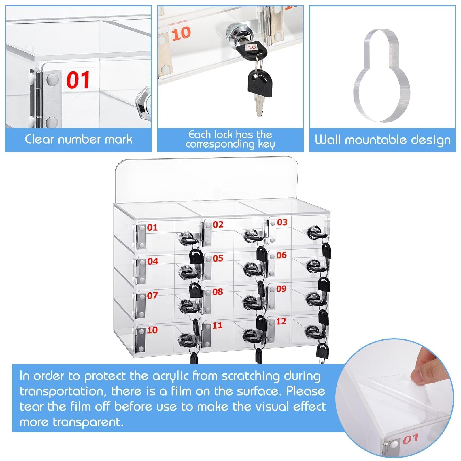 Trasparente con serratura – Sto Box personale per 12-100 telefoni 25 cartments Secure Desk nizer per uffici e scuole.
