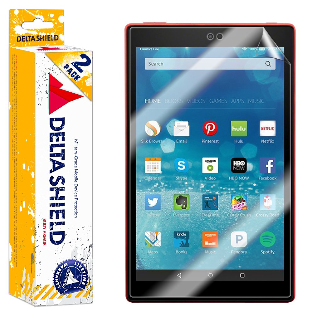 Fire HD 10 Screen Protector (2017, 7th Generation)[2-Pack], DeltaShield BodyArmor Full Coverage Screen Protector for Fire HD 10 Military-Grade Clear HD Anti-Bubble Film