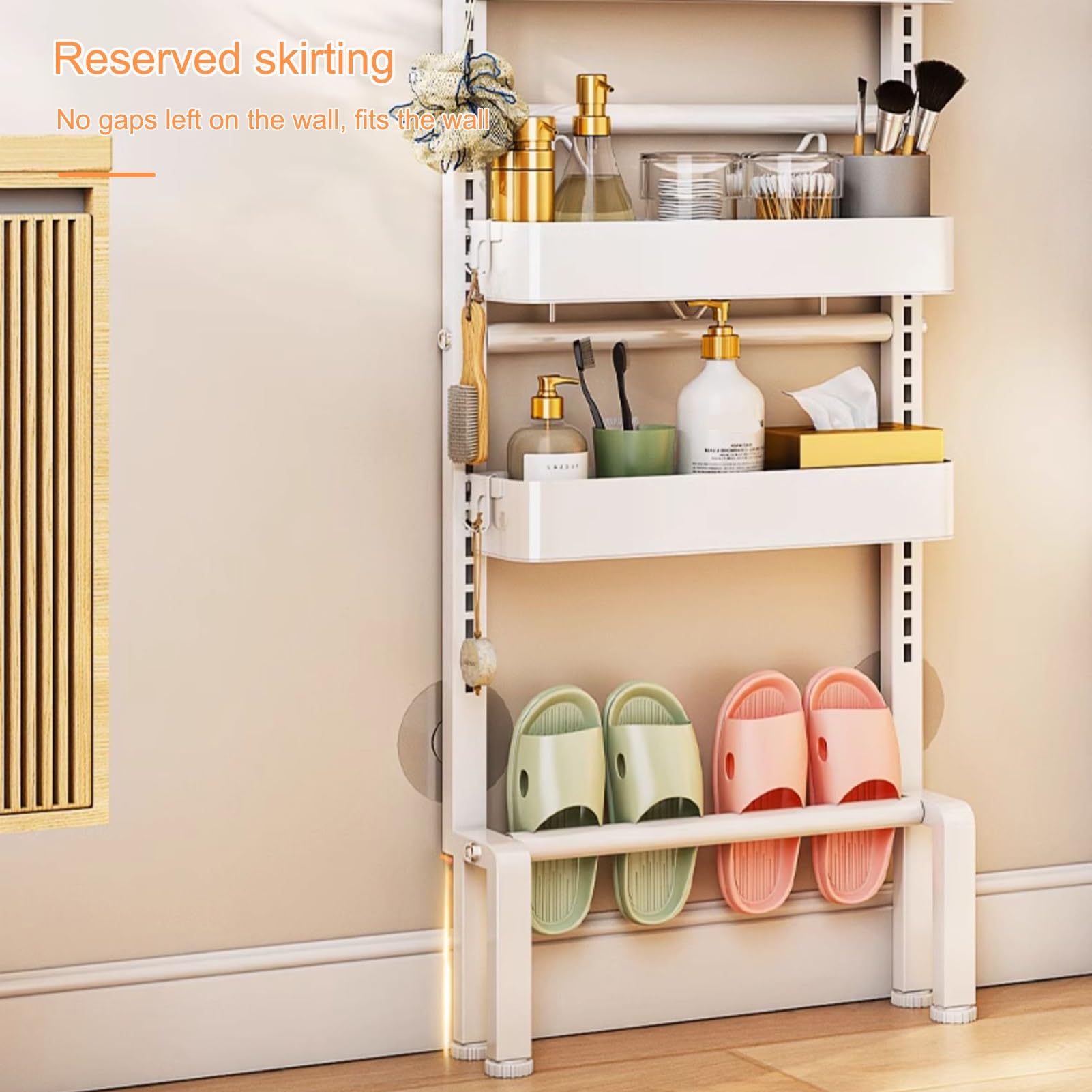 Lagerregal mit 7 Ebenen, Rutschfestes Stabiles Bad Badregal, Offene Ablagen, Industrie-Design, Aufbewahrungsregal für Wohnzimmer, Büro, Schlafzimmer, Arbeitszimmer(55*10*160cm/22*4*63in)