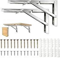 Vista 10 de Soportes de estante plegables de 10 pulgadas, 4 unidades, soportes de estante plegables resistentes, soportes plegables para estantes plegables