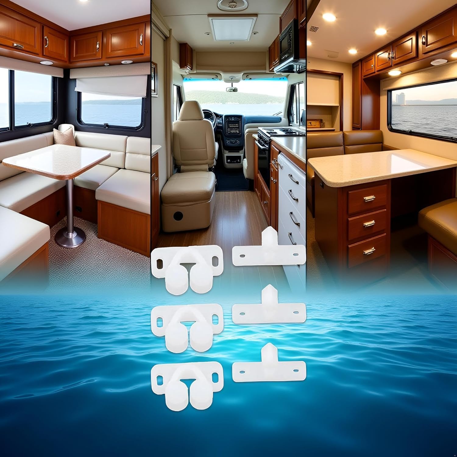 3Pcs bianco Marine Barca Ball Catch Door Cabinet Spring Back Plate Roller Latch Plastic Catches Cabinet Hardware