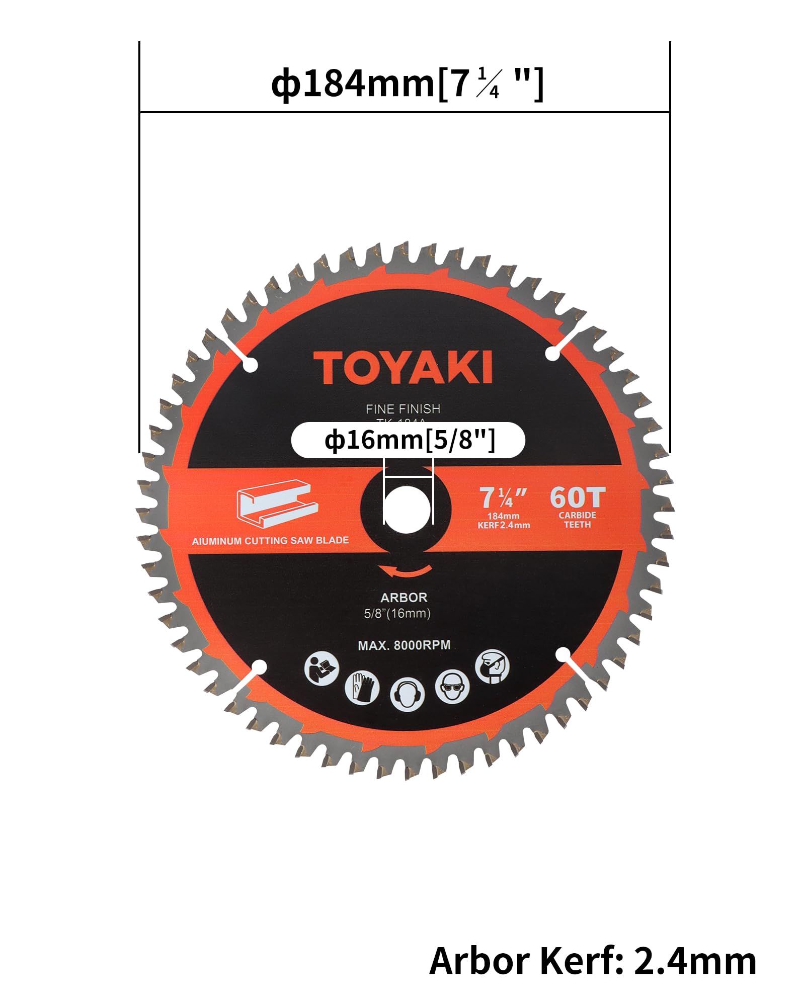 TOYAKI 7-1/4 Inch Circular Saw Blade, 60-Tooth TCG for Cutting