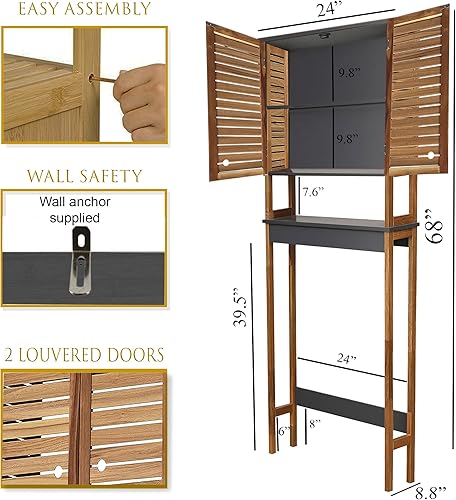 Miniatura 3 de Evideco French Home Goods Sobre el inodoro Armario de almacenamiento Elementos de baño Acacia - Madera Gris
