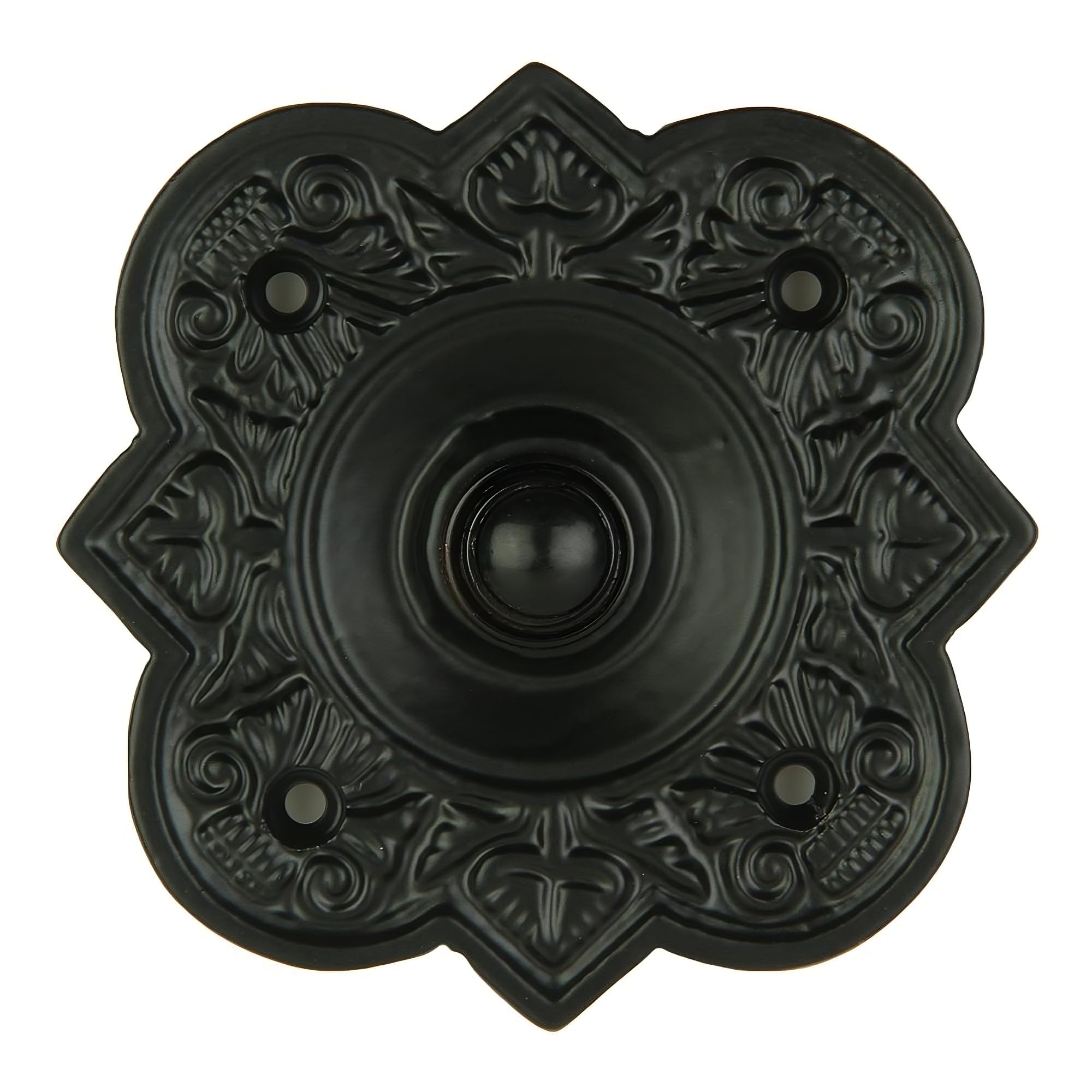 A29 Wired Iron Doorbell Chime Push Button in Black Powder Coat Finish Vintage Decorative Door Bell with Easy Installation