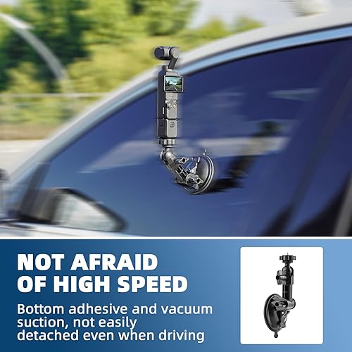 Vista 3 de BRDRC Soporte de Ventosa para Pocket 3, Kit de Soporte para Parabrisas y Ventana del Tablero del Automóvil con Adaptador de Expansión para Insta360