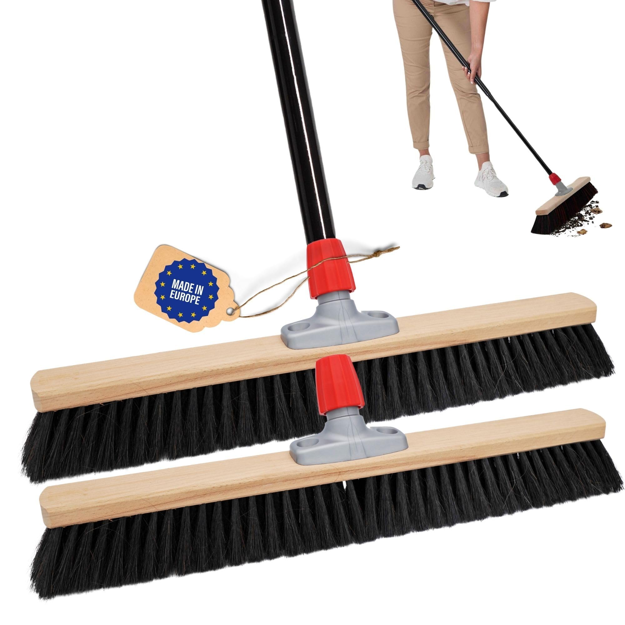 Novaliv Scopa Grande 100 cm Manico Setole Sintetiche Scopa Industriale