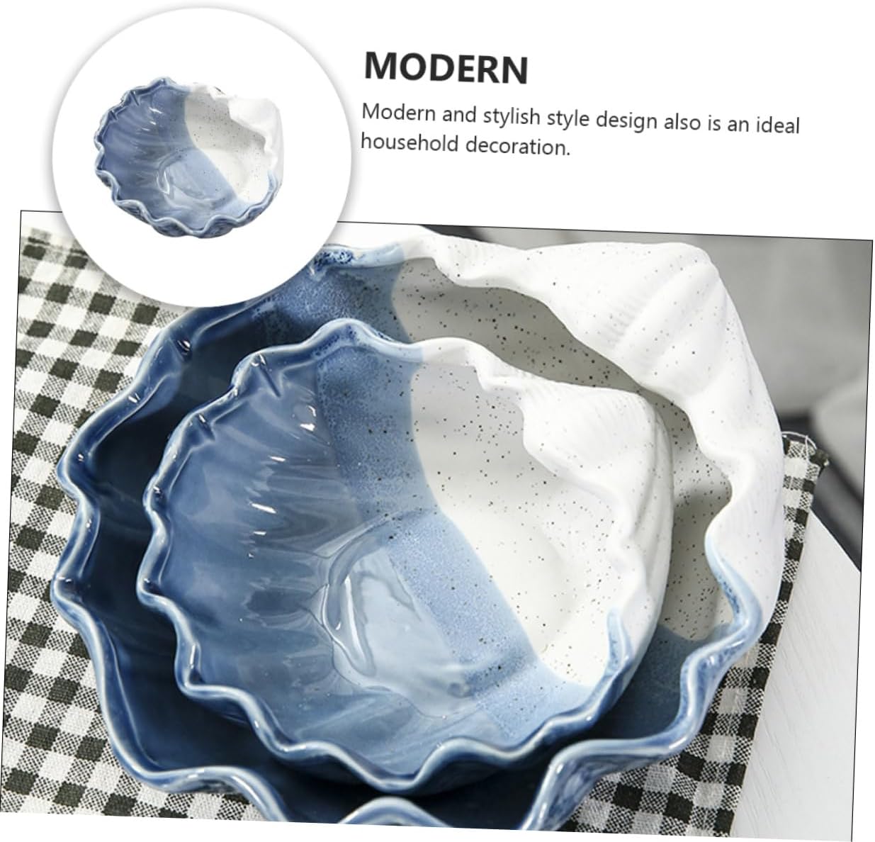 Sosoport Ceramic Seashell Storage Tray Lightweight Multi Purpose Jewelry Organizer Desktop Adornment Household Decor Shell Dish for Sundries and Keys