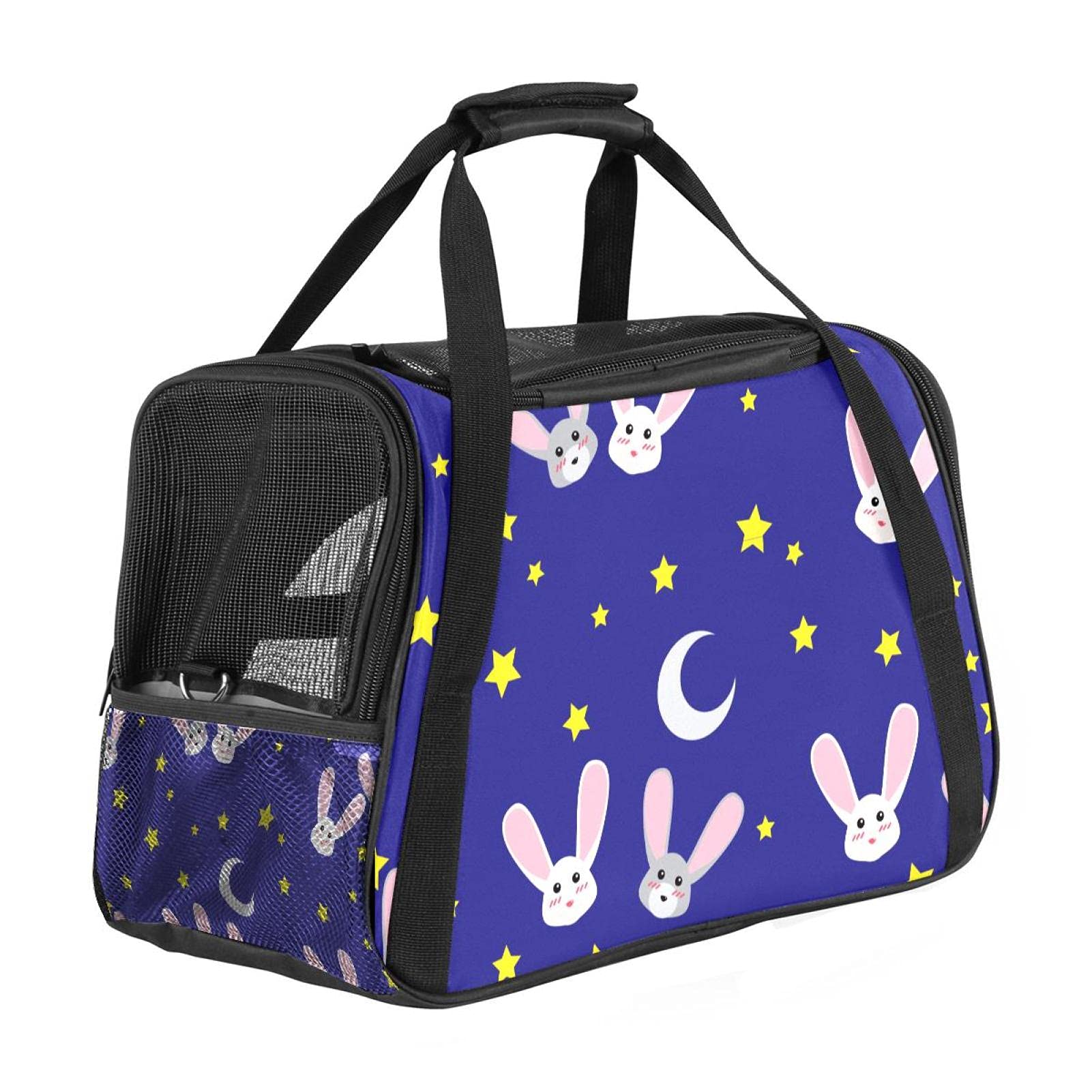 Sac de transport portable pour animal avec imprimé lapin et parois souples cabine