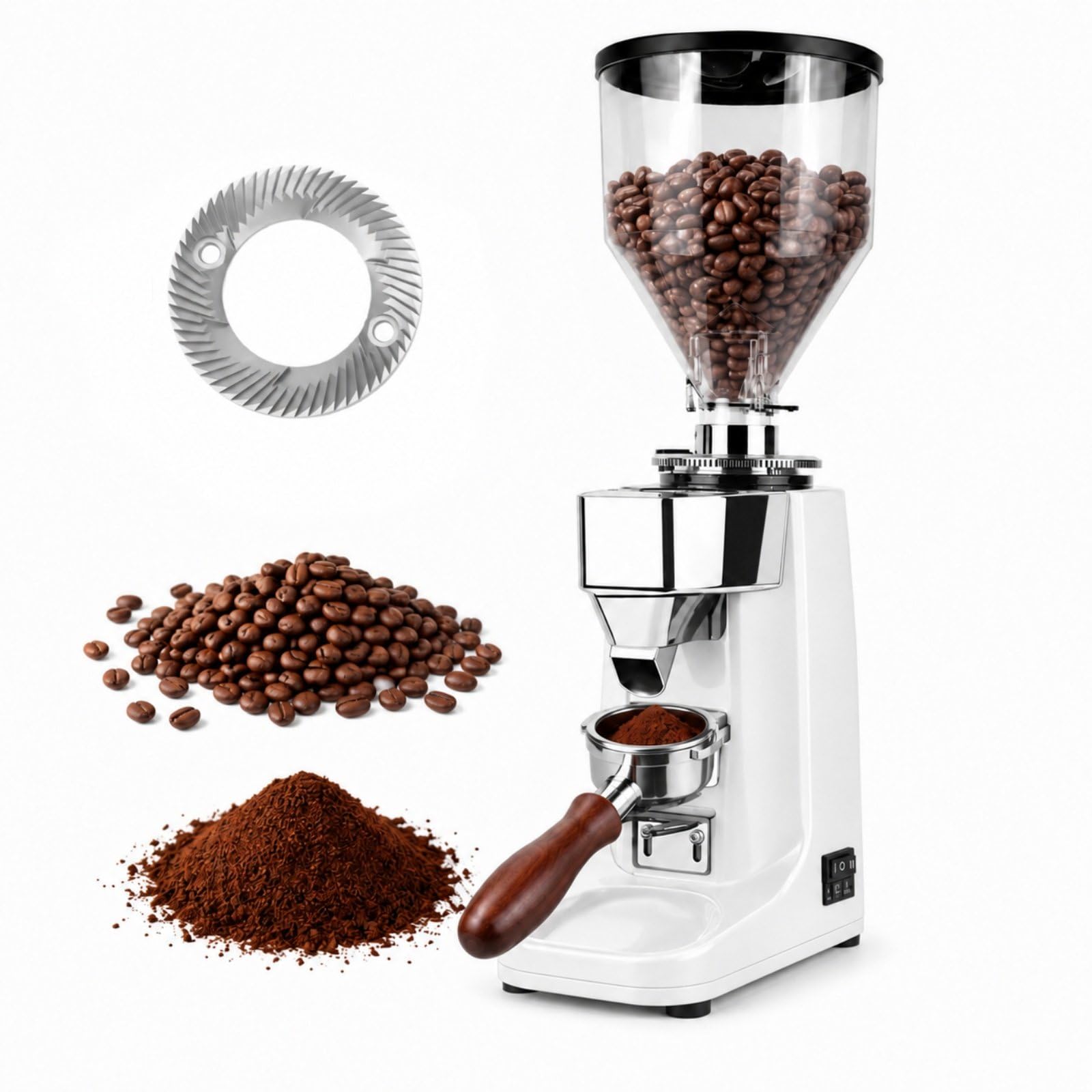 Moulin à Café pour Expresso, Moulin Électrique pour Grains, 19 Niveaux White