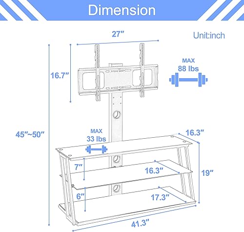 Miniatura 4 de Soporte de TV con soporte ajustable en altura Soporte de entretenimiento para 32 a 65 pulgadas LCD de plasma LED o TV de pantalla curvada de 3