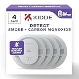 Smoke & Carbon Monoxide Detector, AA Battery Powered, LED Warning Light Indicators, 4 Pack