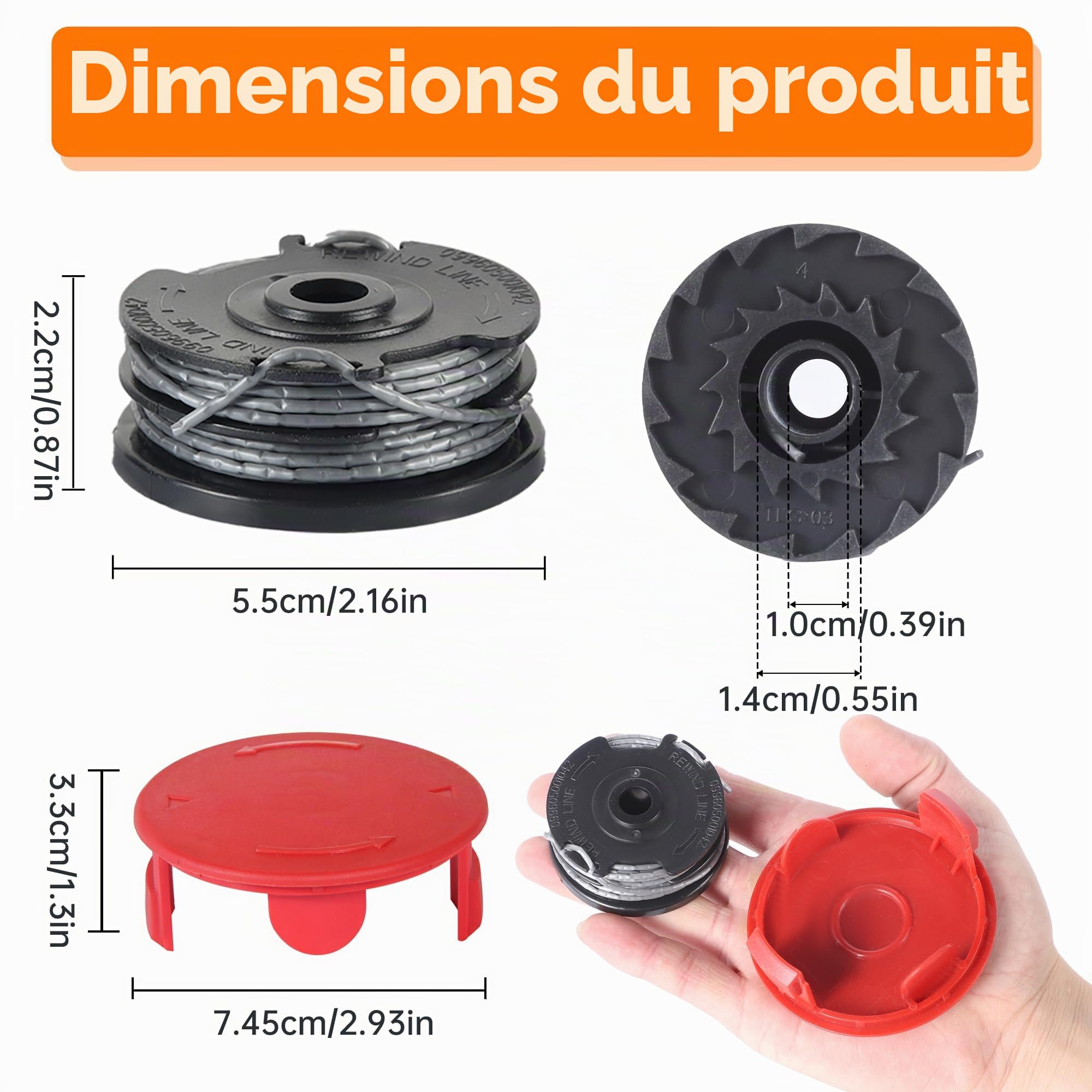 Bobine Fil Coupe Bordure pour Bosch AdvancedGrassCut36, ART 24 27 30 Rotofil, 8 Bobines et 2 Couvercles, Fil Débroussailleuse