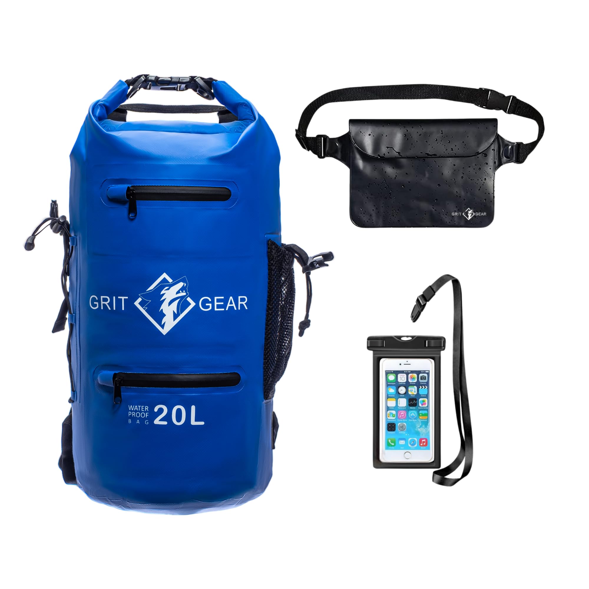 Grit Gear 10L Waterproof Dry Bag Set – Includes Waterproof