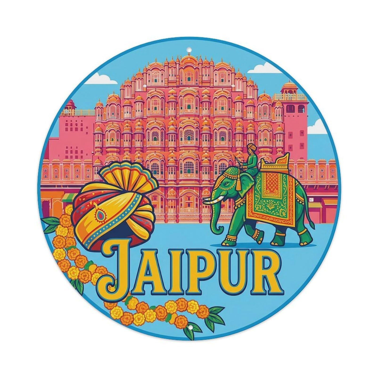 Retro Travel India Jaipur Metal Tin Sign