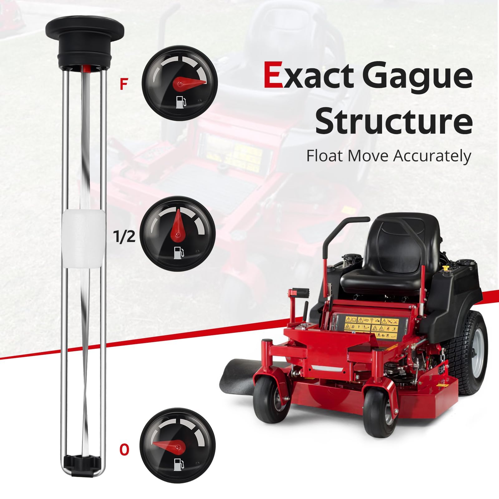 Tapa de gas de indicador de combustible de 10 pulgadas para cortacésped Briggs Stratton Simplicity Ferris F50XT de 36 pulgadas Snapper ZTR 500Z 48 pulgadas 5101378YP 5101378