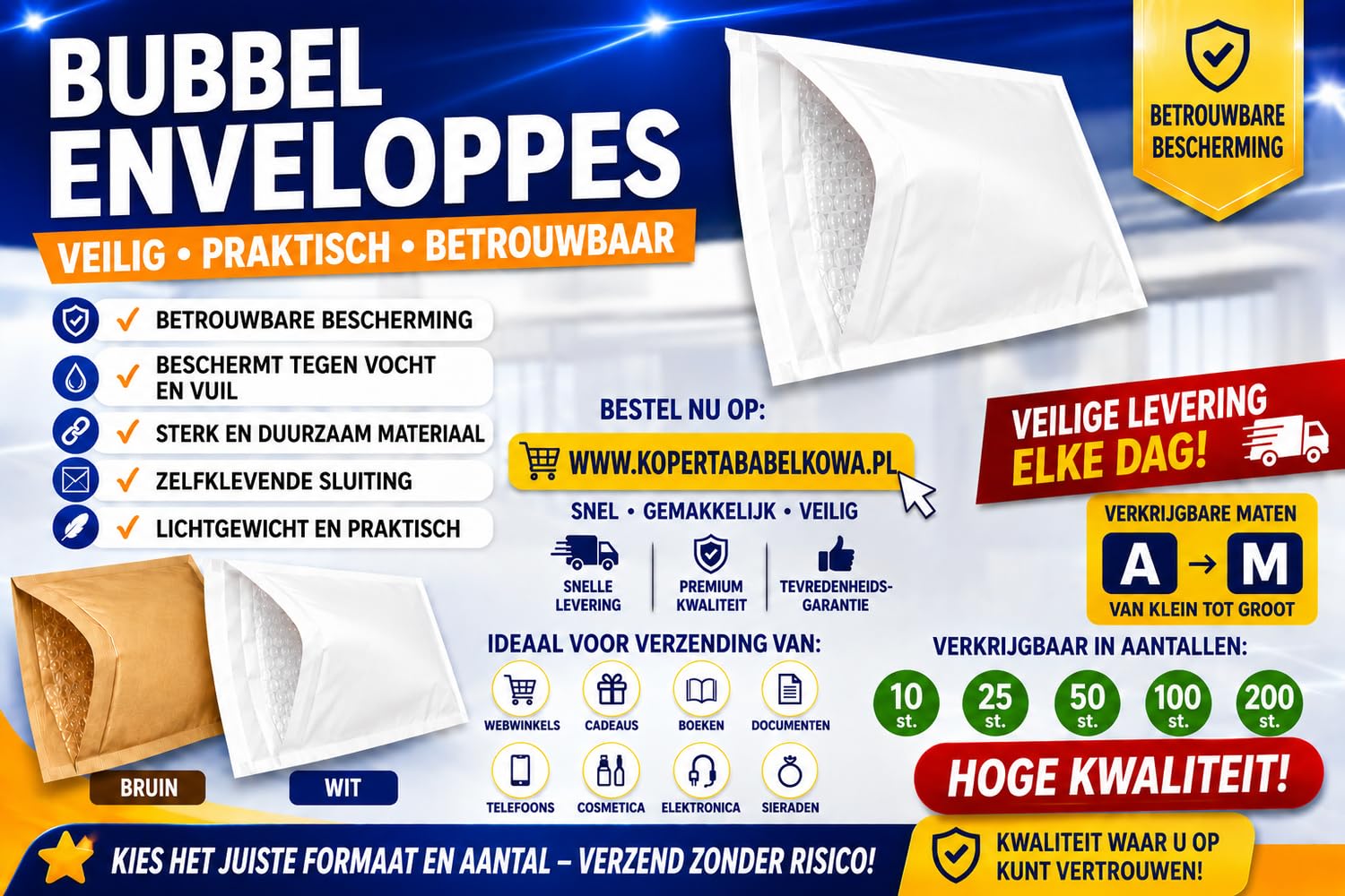 600 białych bąbelkowych kopert poczta wyściełana koperta - E/2 240 x 275 mm - bezpłatna dostawa