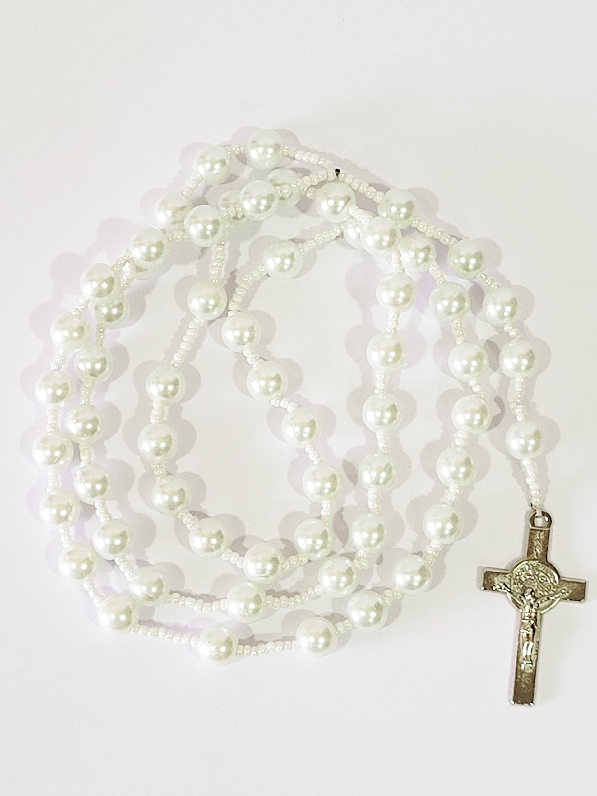 Pearl White Catholic Praying Rosary For Wedding/Holy Communion For Unisex Adult