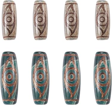 KISSITTY 10 Pcs 2-Eye DZi الخرز العقيق الطبيعي الخرز لصلاة المسبحة صنع المجوهرات مختلط اللون اليدوية البيضاوي فاصل الخرزة مع مصبوغ & حبات المجوهرات ساخنة ل DIY Crafting Hole 1.53 mm