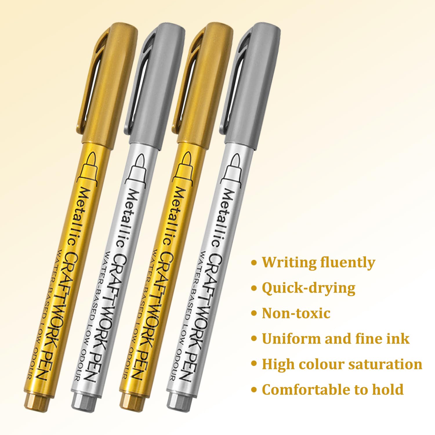 Femnow 3er Set Lackstifte Gold Metallic - Chrom Marker 1mm Wasserfest Für DIY & Basteln