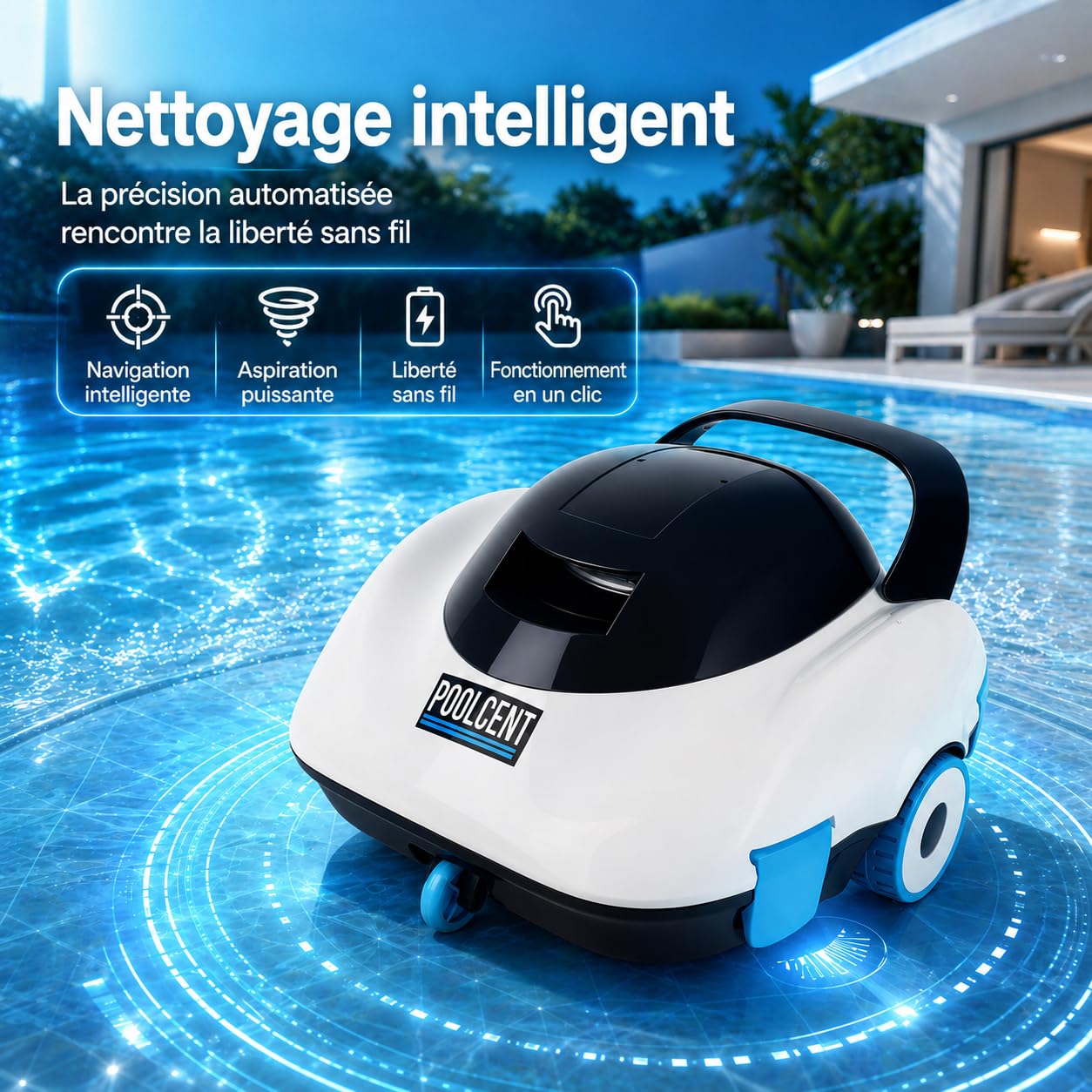 Robot Piscine, Aspirateur Piscine sans Fil, 120 Min