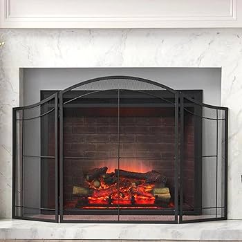 Fire Guard 暖炉スクリーン 高さ32インチ、高密度メッシュ付きメタル