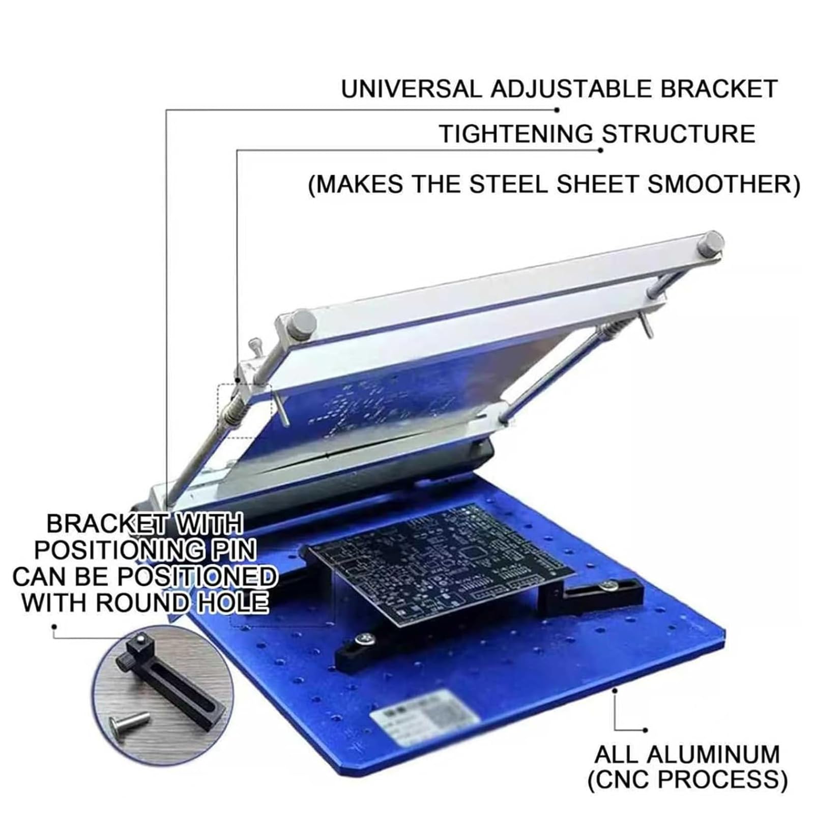 Máquina de impresión de pasta de soldadura, mesa de impresión SMT de escritorio para prototipos de PCB de precisión, tamaño máximo de impresión 170 x 170 mm, mesa de trabajo ajustable en altura 260 x